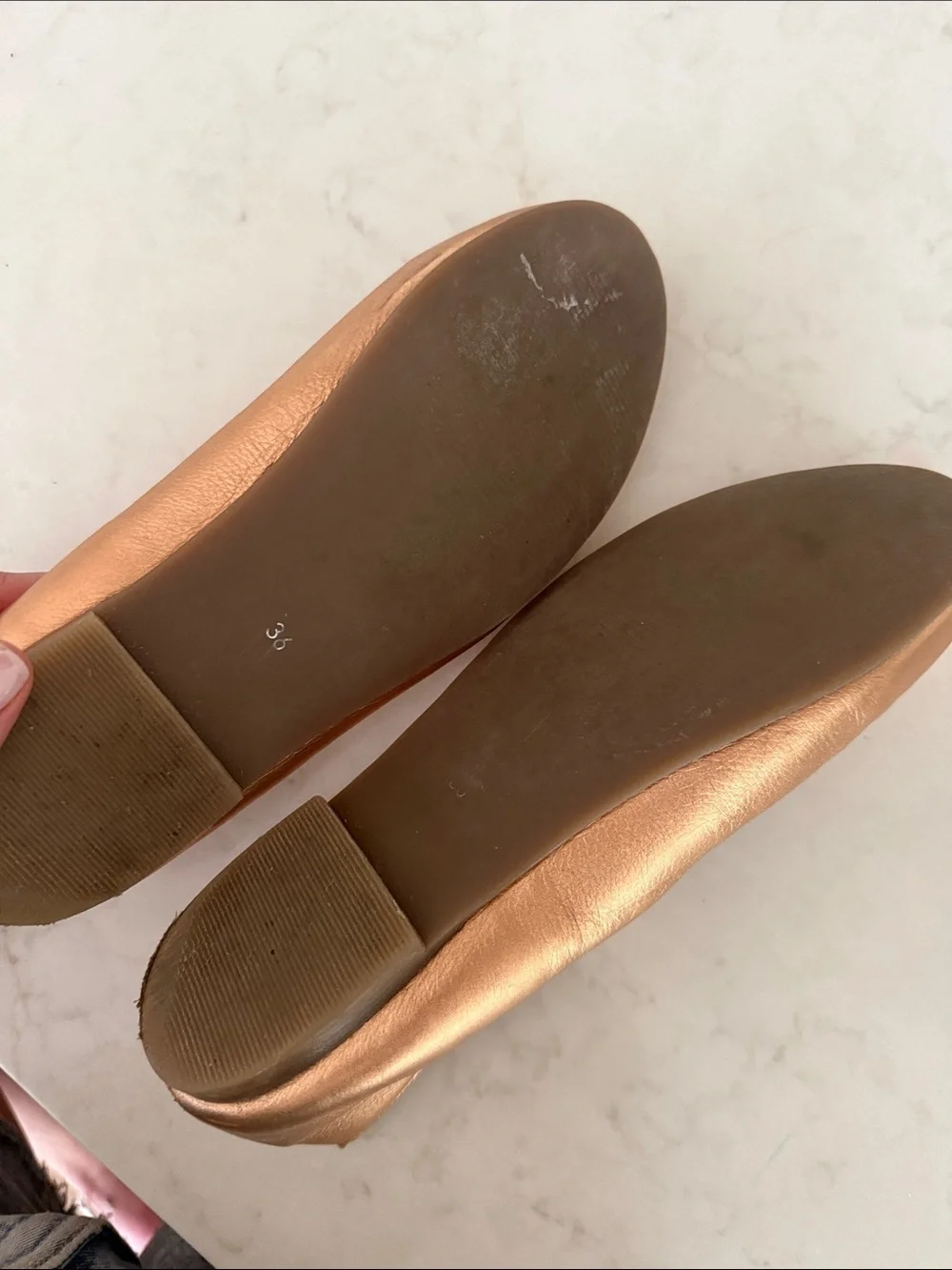 Mini Boden leather Metallic Rose Gold Mary Jane Flats with Buckle size US 5